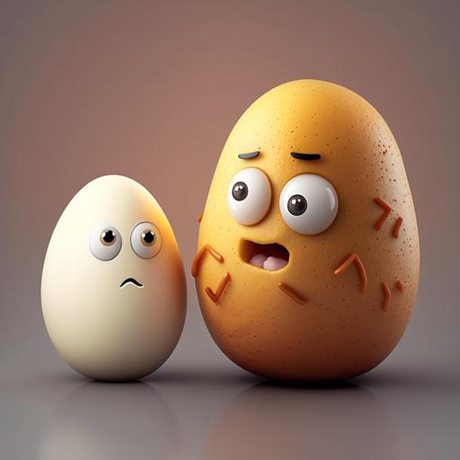funny potato and egg