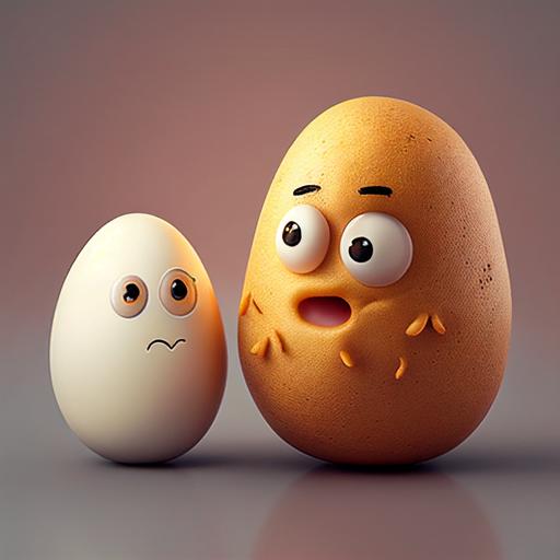 funny potato and egg