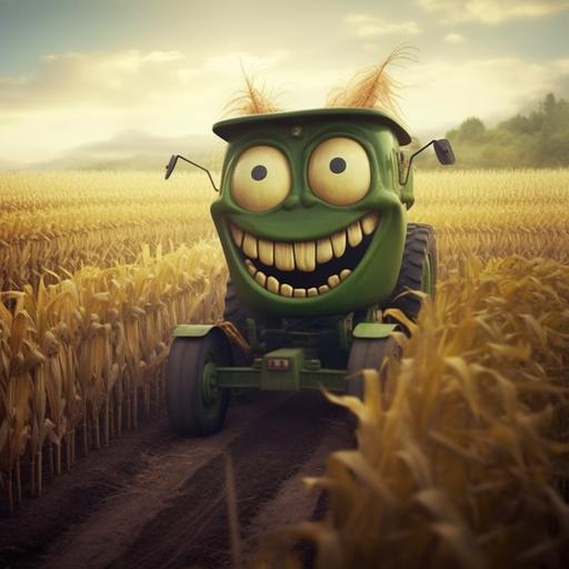 funny tractor corn fields