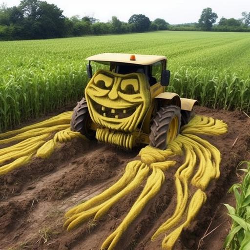 funny tractor corn fields