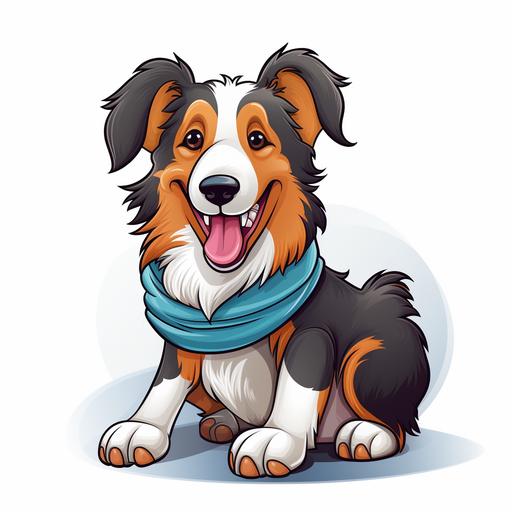 funny tricolor sheltie holding a sock in his mouth withe background clipart