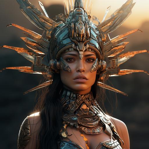 futuristic Aztec female warrior