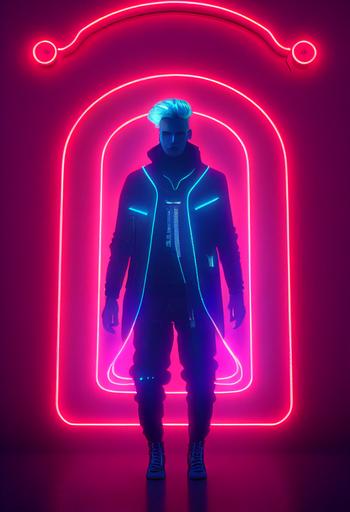 futuristic cyberpunk blond young turkish male musician in a neon glass art-nouveau theater, unreal engine, photorealistic, strobe light --ar 2:3 --beta --upbeta