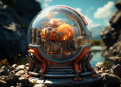 futuristic hardboiled war machine explosion gas cylinder turbine, cracked earth oozing multicoloured vibrant goo, realistic photo image, unreal engine, octana rendervolumetric lighting 3d, high key, 1 dof, 3d, realistic, high qualitygloomcore, photo taken with fujifilm superia, everyday life depiction, fawncore --ar 32:23 --s 1000