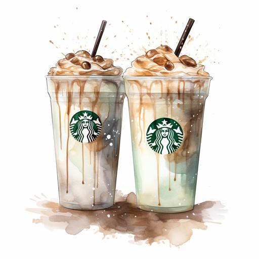 clipart, starbucks cups of Ice latte, white background