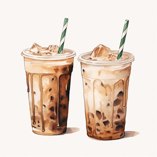 clipart, starbucks cups of Ice latte, white background