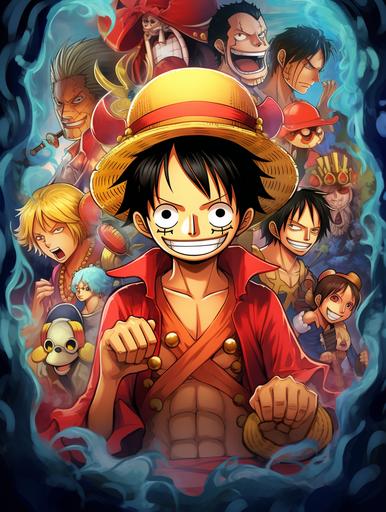 one piece anime image only poster cartoon style --ar 3:4