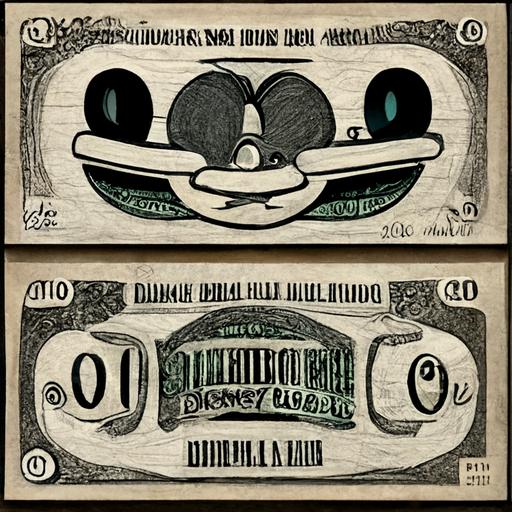 disney cartoon style hundred dollar bills