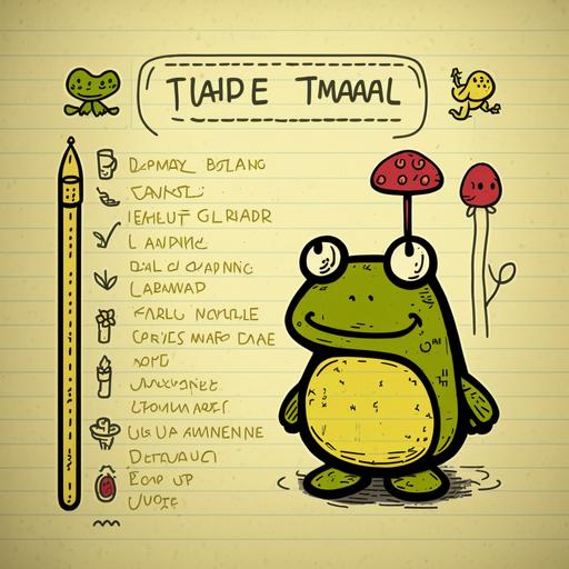 game menu for an alternative game doodle jump, where the main character is a toad cartoon, art