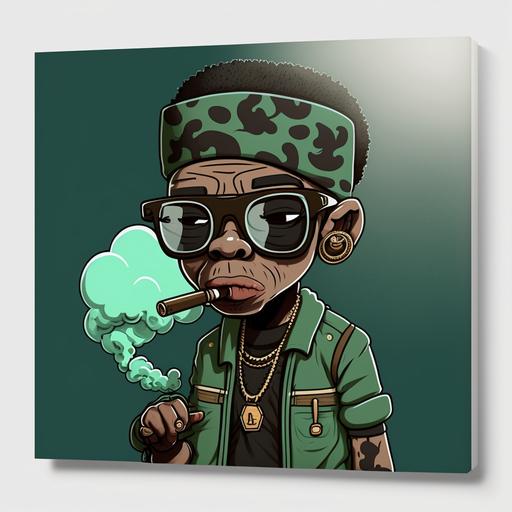 gangster rapper smoking weed cartoon character artwork