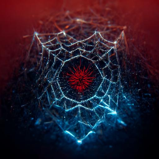 spider web made of diamonds , dramatic red light,electro magnetic waves background blue, octane,8k,9:16 texture