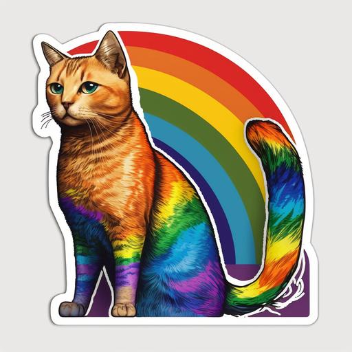 gay pride sticker with cat