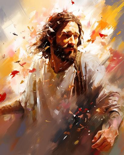 generate high end painting of the love envoloped in Christ for a digital printed --ar 4:5