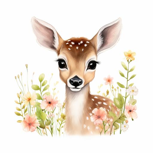 genuine Cute Deer Clipart Wild Baby Deer Spring Flowers PNG Cute Deer Flowers PNG Deer Woodland Illustration Deer Print PNG Graphic Illustration Print