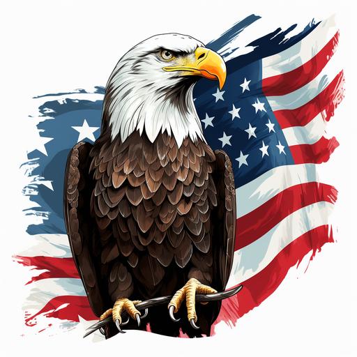 genuine Patriotic Eagle fullbody with USA Flag clipart Illustration highqulity