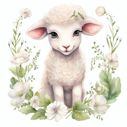 genuine Sheep Cute Sheep Clipart Farm Animals Lamb Sheep and Flowers Sublimation Sheep Printable Sheep watercolor clipart Illustration