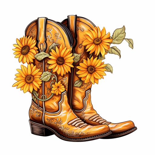 genuine cow girl boots Clipart cow girl boots PNG sunflowers Clipart Graphic Illustration