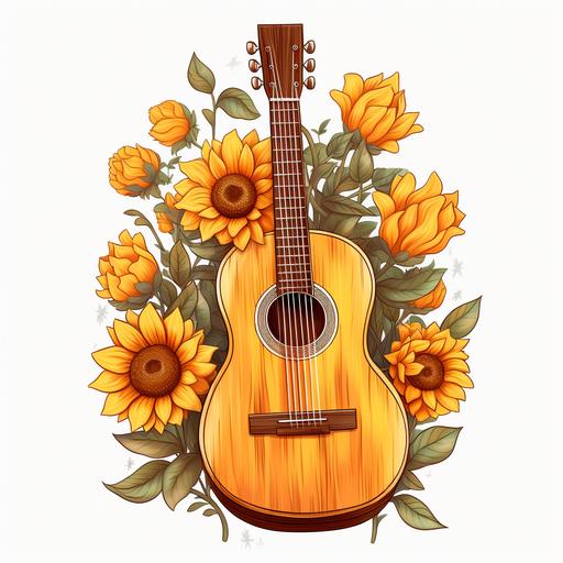 genuine guitar Clipart guitar PNG sunflowers Clipart Graphic Illustration