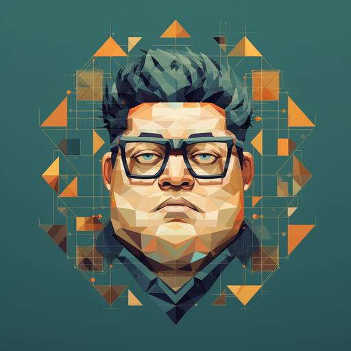 geometric illustration of a fat computer nerd