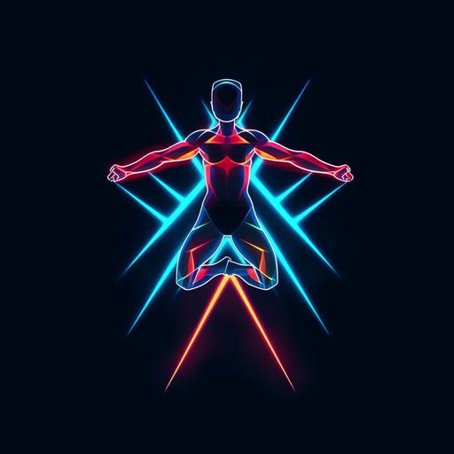 geometric minimalist gymnastics sports logo, dynamic agressive and multicolor, iconic design, training, activity, workout, crossfit, futuristic, neon signs, lighting, neurocore, hi-res, uhd, 32k, 1200DPI --ar 1280:1280 --s 300 --v 5.1 --q 2 --s 750