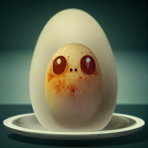 ghost in boiled egg, realistic --testp