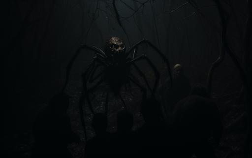giant calavera spider dragging a group of travelers through a dark forest while the travelers are screaming for help --ar 16:10 --style raw-irW5a1OBCOqTOE5S-iIpq8dR9VsdQJEHm-iIcumXaRA6ewqfzO --s 750