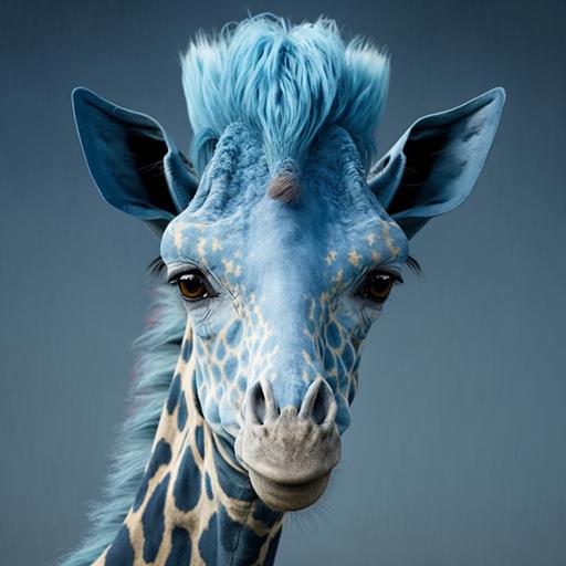 giraffe, blue hair, reality, woomen
