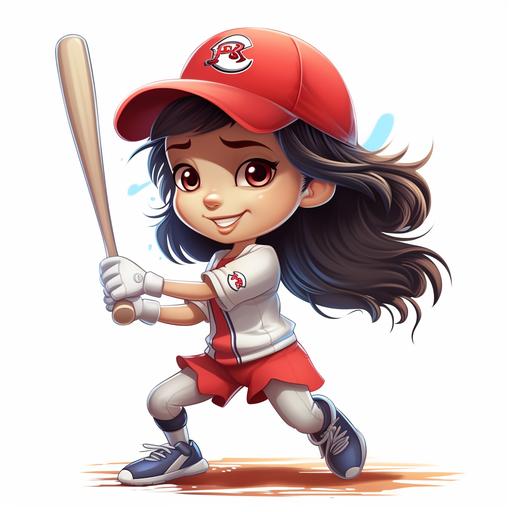 girl baseball player cartoon