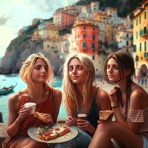 girl chilling with friends in Italy