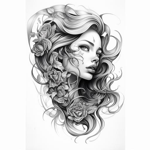 girl face design for tattoo flash