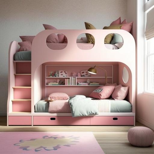 girls bedroom furniture pink tone bunk bed