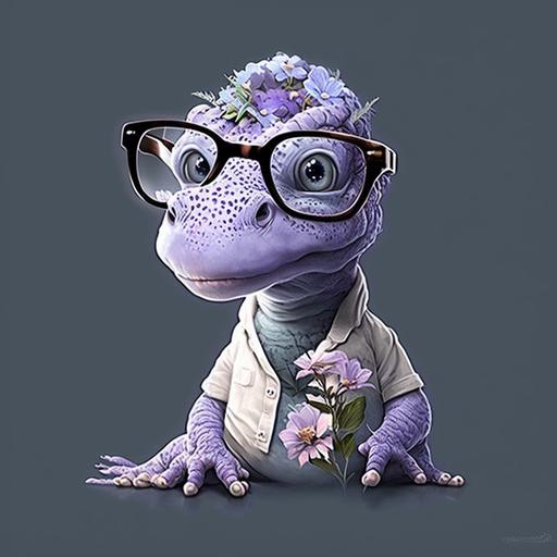 girly baby cute lilac therapist dinosaur whit glasses