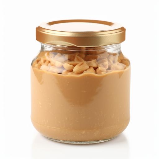 glass jar full of peanut butter, no background, high definition --v 5.0