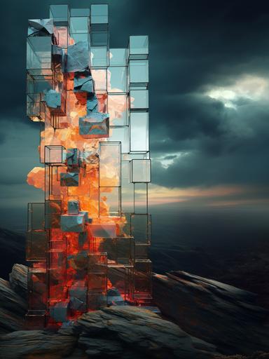 glass puzzle with irregular geometric shapes, 3D, realistic feathers, clouds, high resolution, uhd, semi-transparent hues, glow, abstract, moody tonalism:: broken stained glass geological strata graffiti tree , architechture strata window tree plans 1970's photography, beeple , Gediminas Pranckevicius, lee madgwick, dan mumford