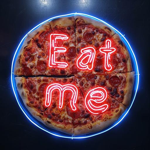 glowing graffiti pizza with text 