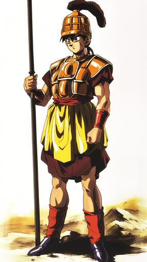 goku the incan soldier is an incan quecha warrior of vinicunca in a dvd still from the anime dragon ball z in peru incan empire drawn by akira toriyama animated by toei animation filmed in 1992 standing tall full bodyshot portrait --s 15 --ar 9:16 --niji 6 --style raw