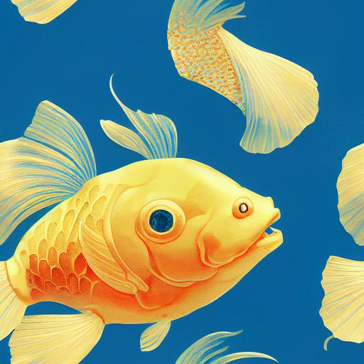 gold and blue goldfish, fish, wallpaper, ornate --tile --test --upbeta --upbeta