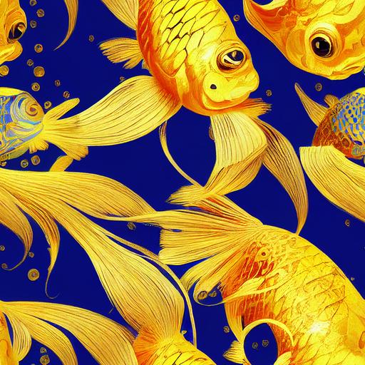 gold and blue goldfish, fish, wallpaper, ornate, 8k --tile --test --upbeta