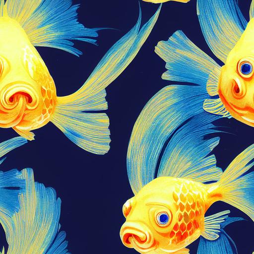 gold and blue goldfish, fish, wallpaper, ornate --tile --test --upbeta --upbeta