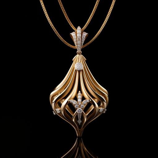 gold and diamonds pendant with chain in cloth clip design