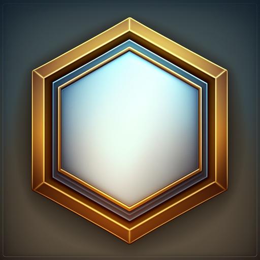 gold card, cartoon, mobile game, front facing, no character, ui, colorful, frame, gold, empty, epic, addictive, concept, card in a shape of a hexagon, hexagon card, hexagon frame, hexagon