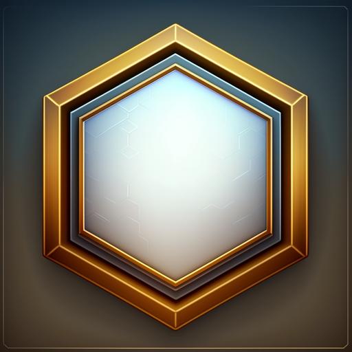 gold card, cartoon, mobile game, front facing, no character, ui, colorful, frame, gold, empty, epic, addictive, concept, card in a shape of a hexagon, hexagon card, hexagon frame, hexagon
