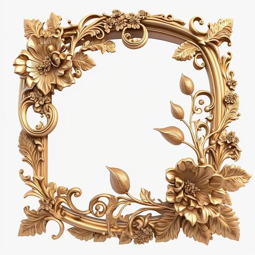 golden frame, flower, frame, picture frame, royal, white background