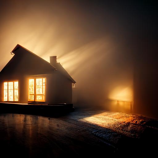 good morning, photo realistic, beautiful environment, house, mood lighting, volumetric lighting