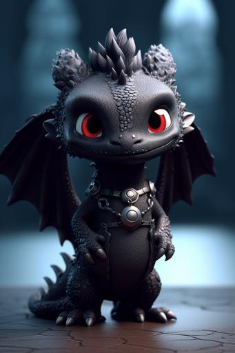 goth baby dragon, pixar style, detailed, octane render, cute --ar 2:3