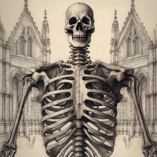 gothic vintage realistic ribs drawing artwork diagram