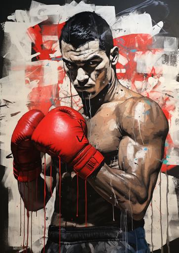 graffiti drawing of a boxer --ar 10:14