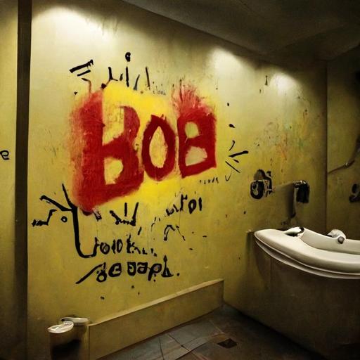 graffiti on a bathroom wall saying 