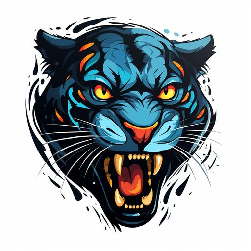 graffiti stle flat vector art simple panther head roaring angry eyes.