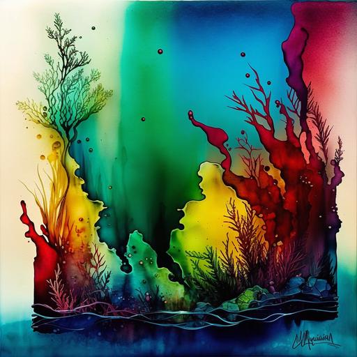 graphic using alcohol ink and watercolors in the style of the paint name 